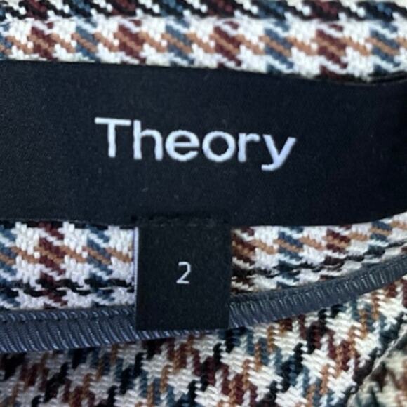 Theory Multicolor Wool Snap Tab Fremont Plaid Check Wrap Mini A-line Skirt Sz 2 - Picture 4 of 5